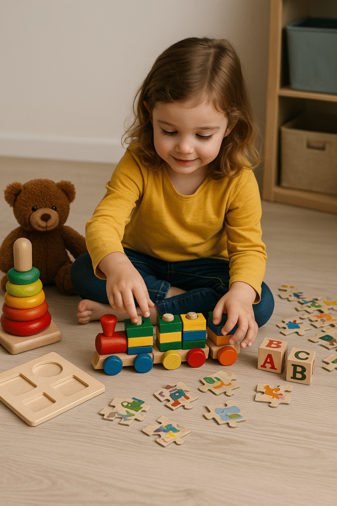 Universul copiilor cu jucarii din lemn si puzzle-uri educative